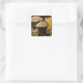 Eimer Popcorn Quadratischer Aufkleber (Tasche)