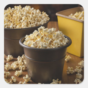Eimer Popcorn Quadratischer Aufkleber