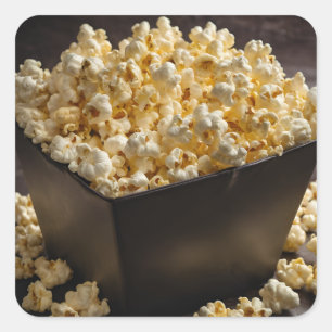 Eimer Popcorn Quadratischer Aufkleber