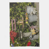 Eimer, Schuhe und Blume, Zaanse Schans, Geschirrtuch (Vertikal)