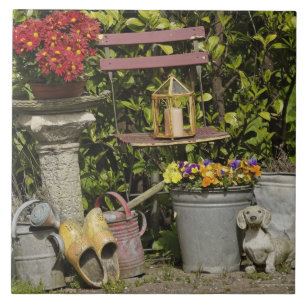 Eimer, Schuhe und Blumen, Zaanse Schans, Fliese