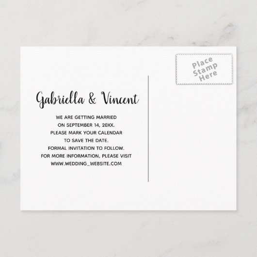 Eimer- und Daisies-Ranch-Hochzeit speichern Sie da Ankündigungspostkarte (Rückseite)