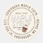 Eimer und Gestochen Ahornsirup mit traditioneller Runder Aufkleber (Vorderseite)