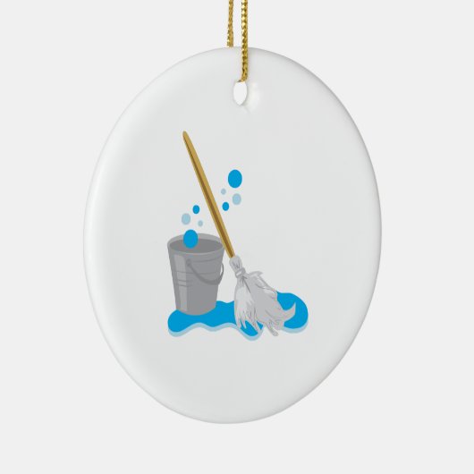 Eimer und Mopp Keramikornament (Rechts)