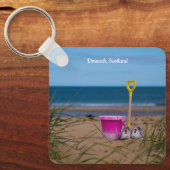 Eimer und Spade am Dornoch Beach Schlüsselanhänger (Vorderseite)