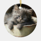 Eimer voll von Joy Sweet Gray Kitten Keramik Ornament (Vorne)