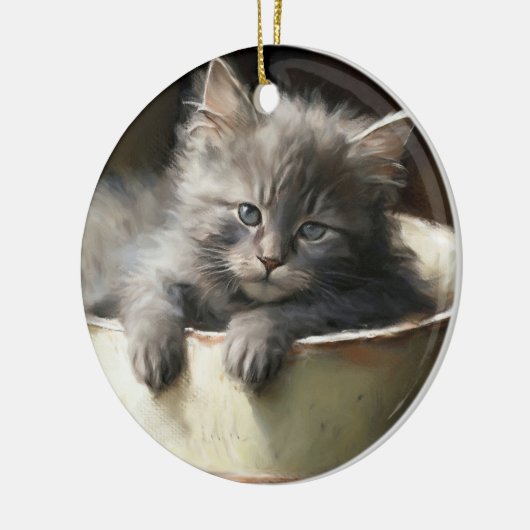 Eimer voll von Joy Sweet Gray Kitten Keramik Ornament (Links)