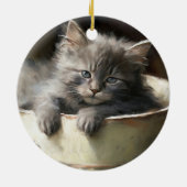 Eimer voll von Joy Sweet Gray Kitten Keramik Ornament (Hinten)