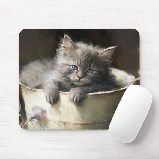 Eimer voll von Joy Sweet Gray Kitten Mousepad (Mit Mouse)