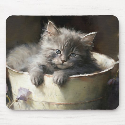Eimer voll von Joy Sweet Gray Kitten Mousepad (Vorne)