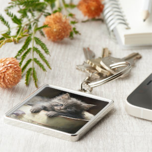 Eimer voll von Joy Sweet Gray Kitten Schlüsselanhänger