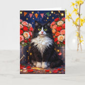 Eimer voller Rosen, Katze Karte (Gelbe Blume)