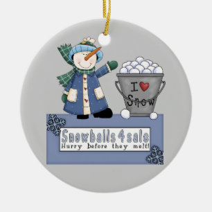 Eimer voller Schneebälle zu verkaufen Keramik Ornament
