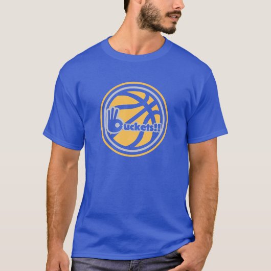 Eimergoldbasketballlogo der Männer für dunkle t T-Shirt (Vorderseite)