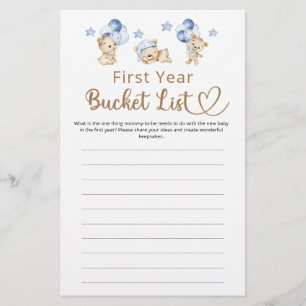 Eimerliste Junge Teddy Bear Babydusche im ersten J