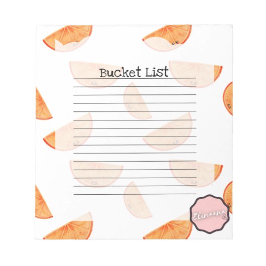 Eimerliste, Kawaii Orange Notizblock (Vorderseite)
