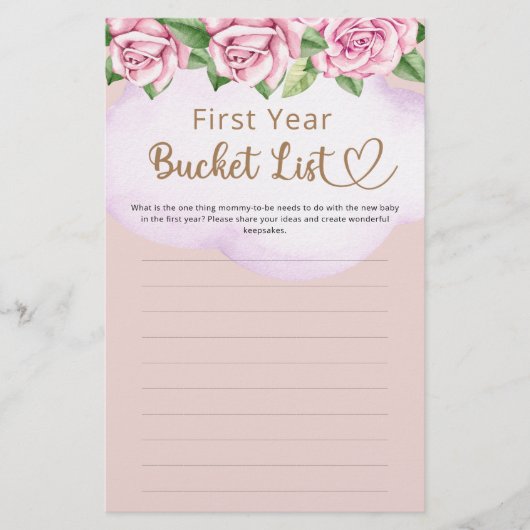 Eimerliste Mädchendusche im ersten Jahr (Vorderseite)