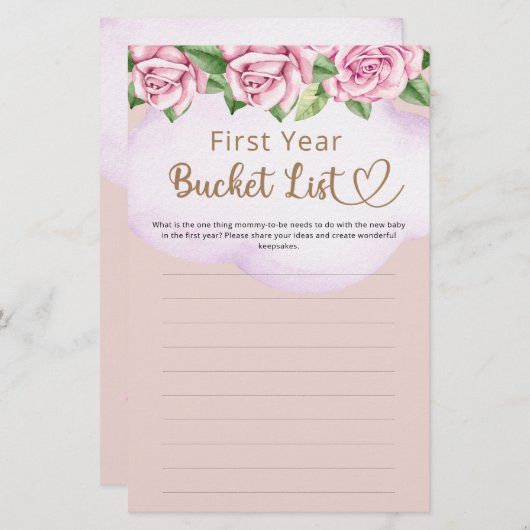 Eimerliste Mädchendusche im ersten Jahr (Vorne/Hinten)