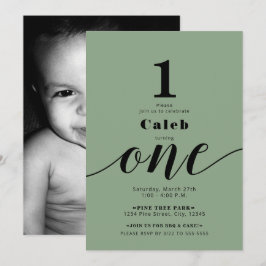 EIN 1. Geburtstag Foto jedes Farbmindestes Party Einladung