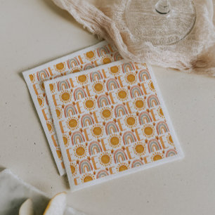 Ein 1. Geburtstag Wasserfarbe Boho Regenbogen und Serviette