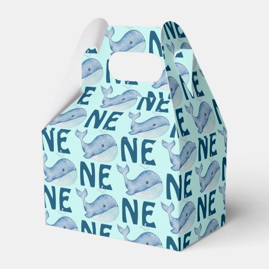 Ein 1. Geburtstag Wasserfarbenwhalmuster Geschenkschachtel (Vorderseite)