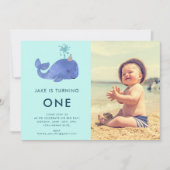 Ein 1. Geburtstagswal | Benutzerdefiniertes Foto Einladung (Vorderseite)