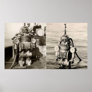 Ein 250 kg schwerer Taucheranzug aus den 1900er Ja Poster