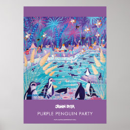 Ein 2 Poster von John Dyer. Lila Pinguin-Party