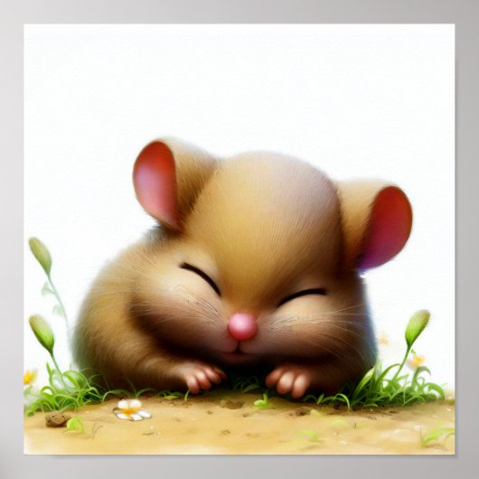 Ein 3D-Aquarellbild einer jungen Dormaus Poster (Vorne)