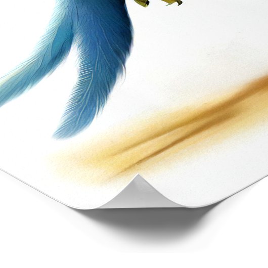 Ein 3D-Aquarellbild eines blauen Papagei Poster (Ecke)