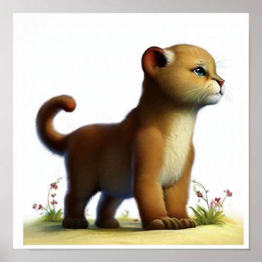 Ein 3D-Aquarellbild eines jungen Cougars Poster (Vorne)