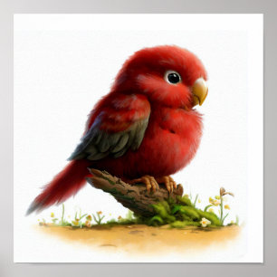 Ein 3D-Aquarellbild eines jungen Crimson Rosella Poster