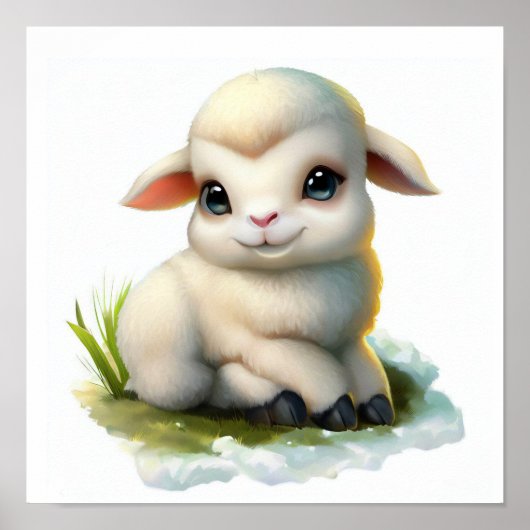 Ein 3D-Aquarellbild eines jungen Dallenschafs Poster (Vorne)