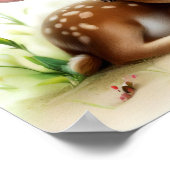 Ein 3D-Aquarellbild eines jungen Hirsches Poster (Ecke)