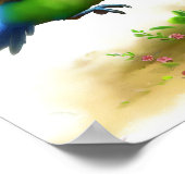 Ein 3D-Bild eines blau gekrönten Hängepapagei Poster (Ecke)