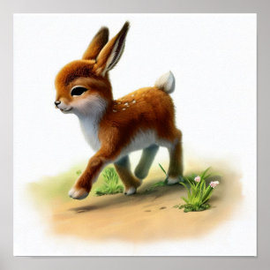 Ein 3D-Rendered Watercolor-Gemälde einer Antelope Poster