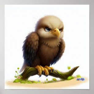 Ein 3D-Wasserfarbenbild eines Bald-Adlers Poster