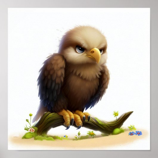 Ein 3D-Wasserfarbenbild eines Bald-Adlers Poster (Vorne)