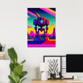 Ein 60er Inspirierte Skeleton Robot Poster (Heimbüro)
