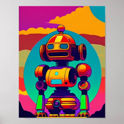 Ein 60er Inspirierte Skeleton Robot Poster (Vorne)