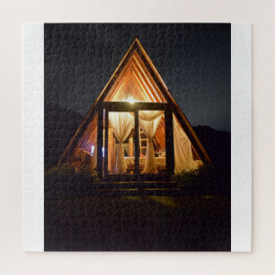 EIN A-Rahmen-Ferienhaus NACHT Puzzle