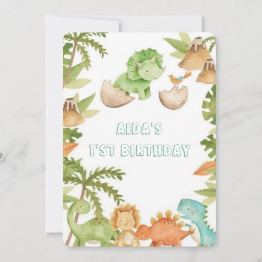 Ein-A-Saurus-Dinosaurier-Geburtstag Einladung (Rückseite)