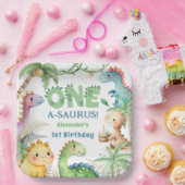 Ein A-Saurus-Junge-Dinosaurier 1. Geburtstag Pappteller (Party)