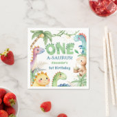 Ein A-Saurus-Junge-Dinosaurier 1. Geburtstag Serviette (Beispiel)