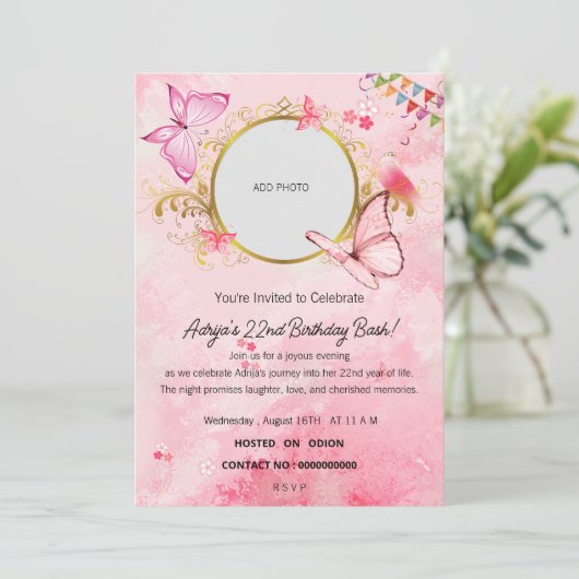 Ein Abend der Feier"Geburtstag Einladung (Stehend Vorderseite)