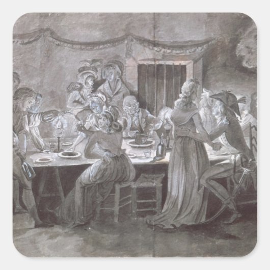 Ein Abend Hochzeit Quadratischer Aufkleber (Vorderseite)