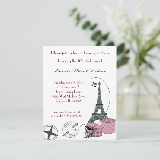 Ein Abend in der Party Einladung von Paris (Stehend Vorderseite)