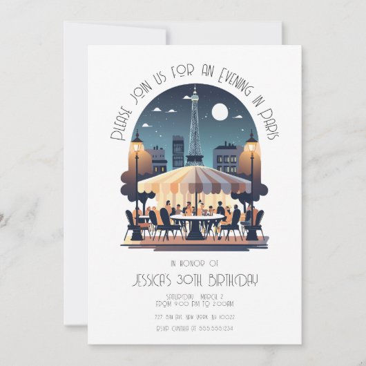 Ein Abend in Paris Einladung (Vorderseite)