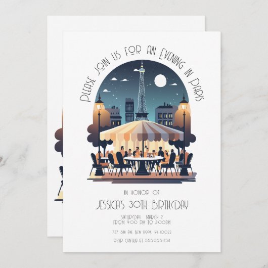 Ein Abend in Paris Einladung (Vorne/Hinten)