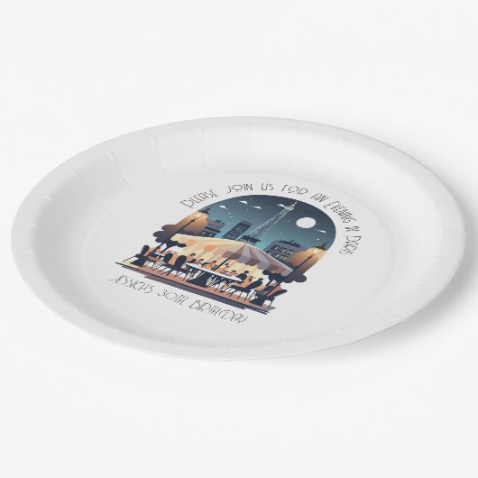 Ein Abend in Paris Pappteller (Schrägansicht)